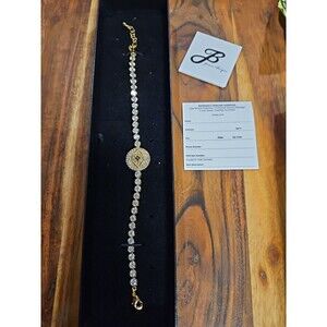 Joan Boyce Bracelet Evil Eye Angel Eye Talisman Rhinestone Bezel Set Gold Tone